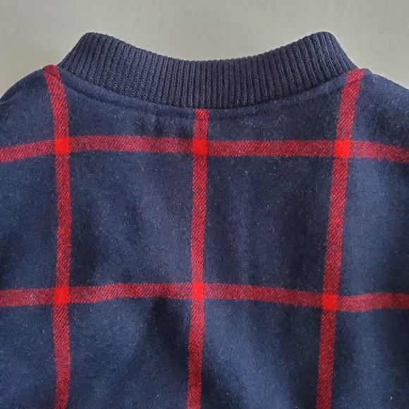 Old Navy Women's Plaid Wool-Blend Sherpa Lined Bomber Jacket, Navy/Red, M - Picture 6 of 12